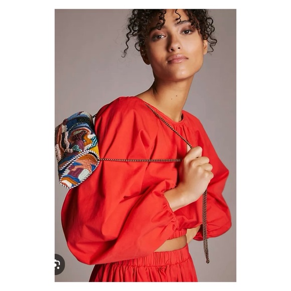 NWOT Anthropologie Abstract Embroidered and Embellished Crossbody Bag - Picture 4 of 11